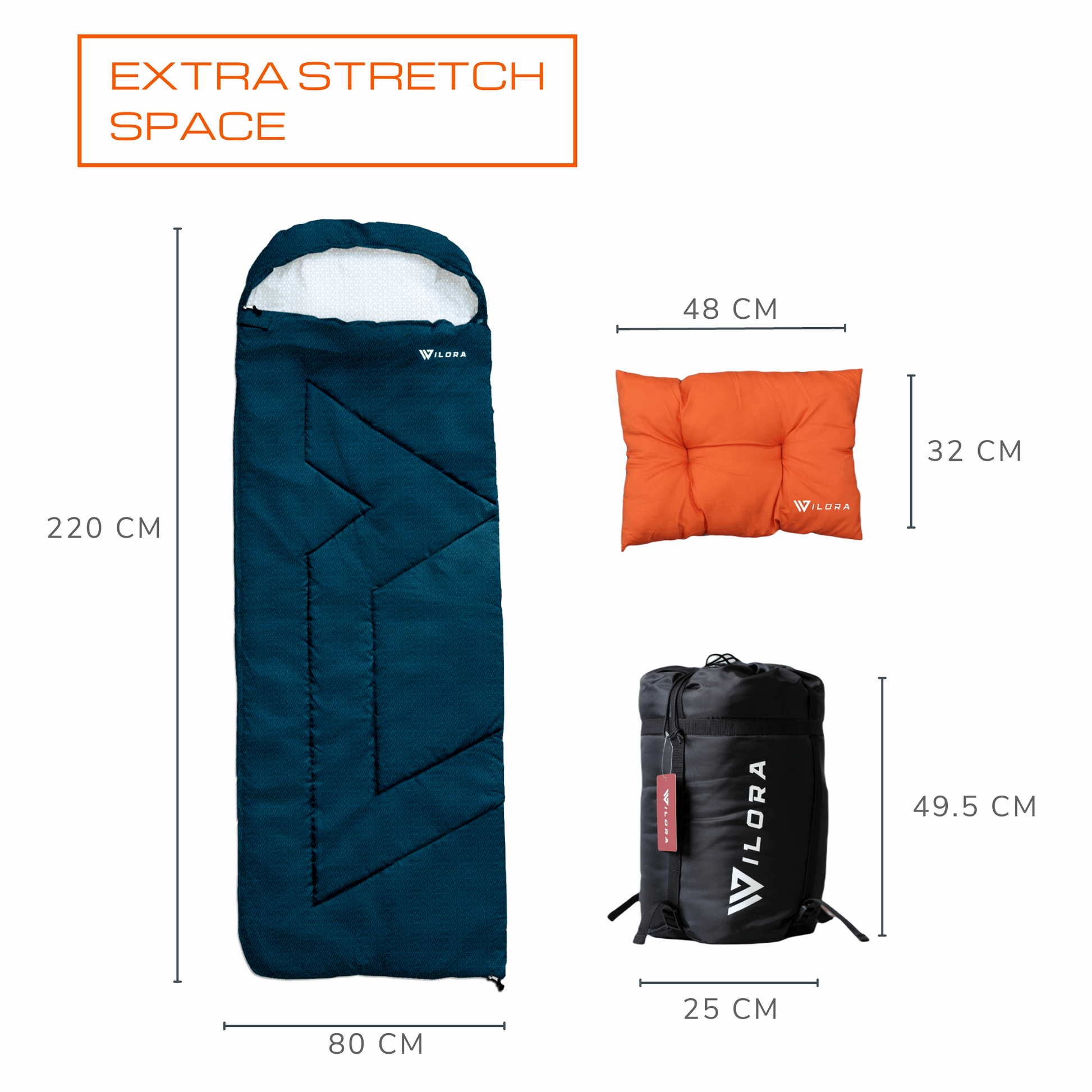 Wilora 3-Season Sleeping Bag with Pillow - Lightweight, Waterproof, and Portable for Camping