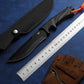 Wilora Black Coated 5Cr13 Steel Hunting Knife - Non-Slip ABS Handle, 58 HRC, CNC Edge, Includes Paracord Rope & Nylon Sheath