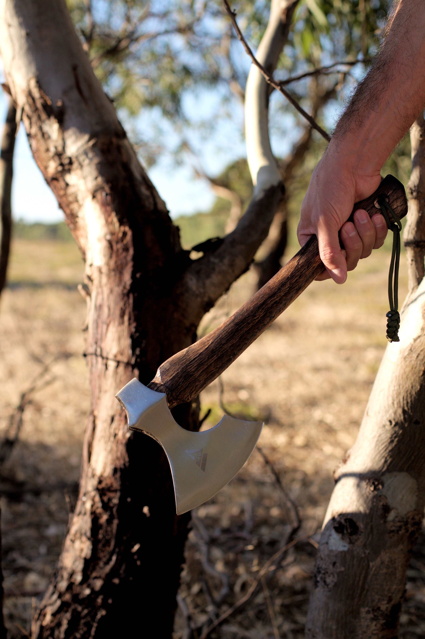 Wilora Wooden Handle Axe -Paracord Lanyard & PU Leather Sheath