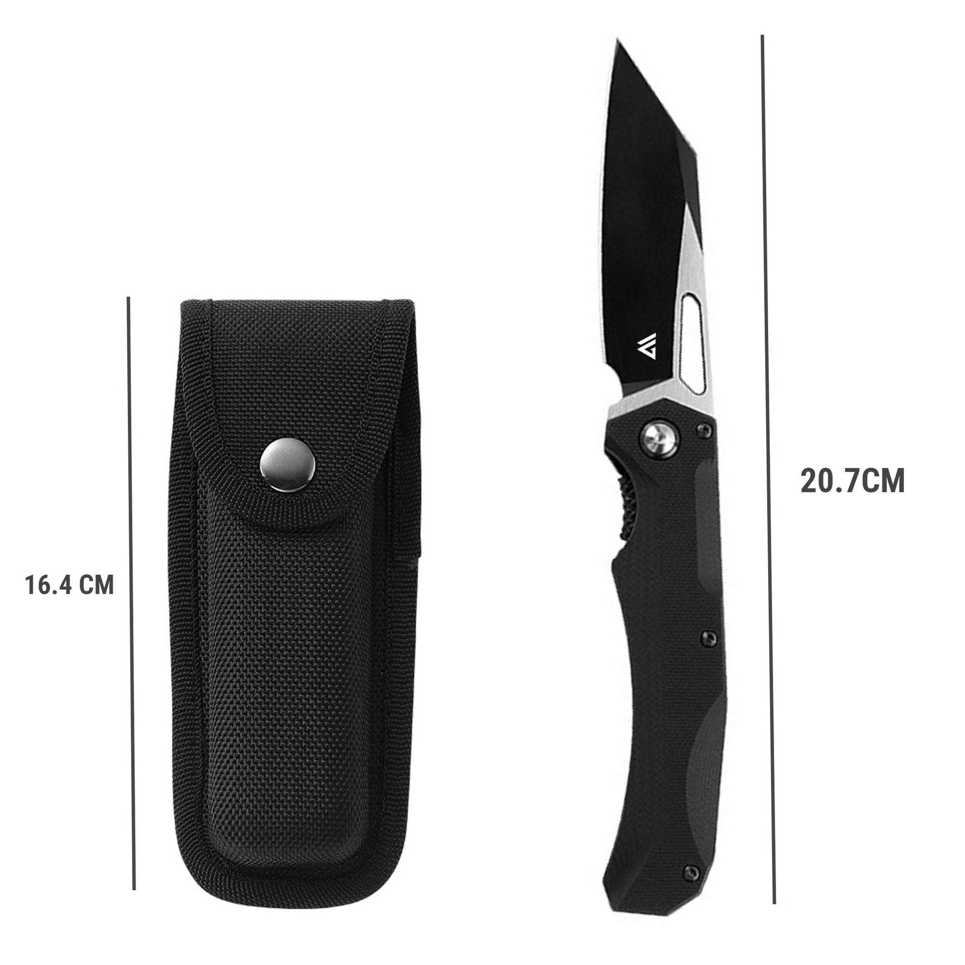 Wilora Manual EDC Folding Knife with D2 Steel Blade, Liner Lock, G10 Handle - Includes Nylon Sheath & Pocket Clip