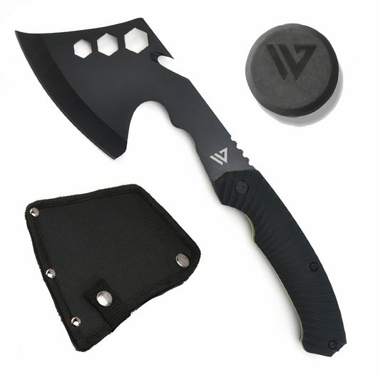 Wilora Hatchet - 3CR13 Steel with Rubberized Handle, Sharpening Stone & Sheath