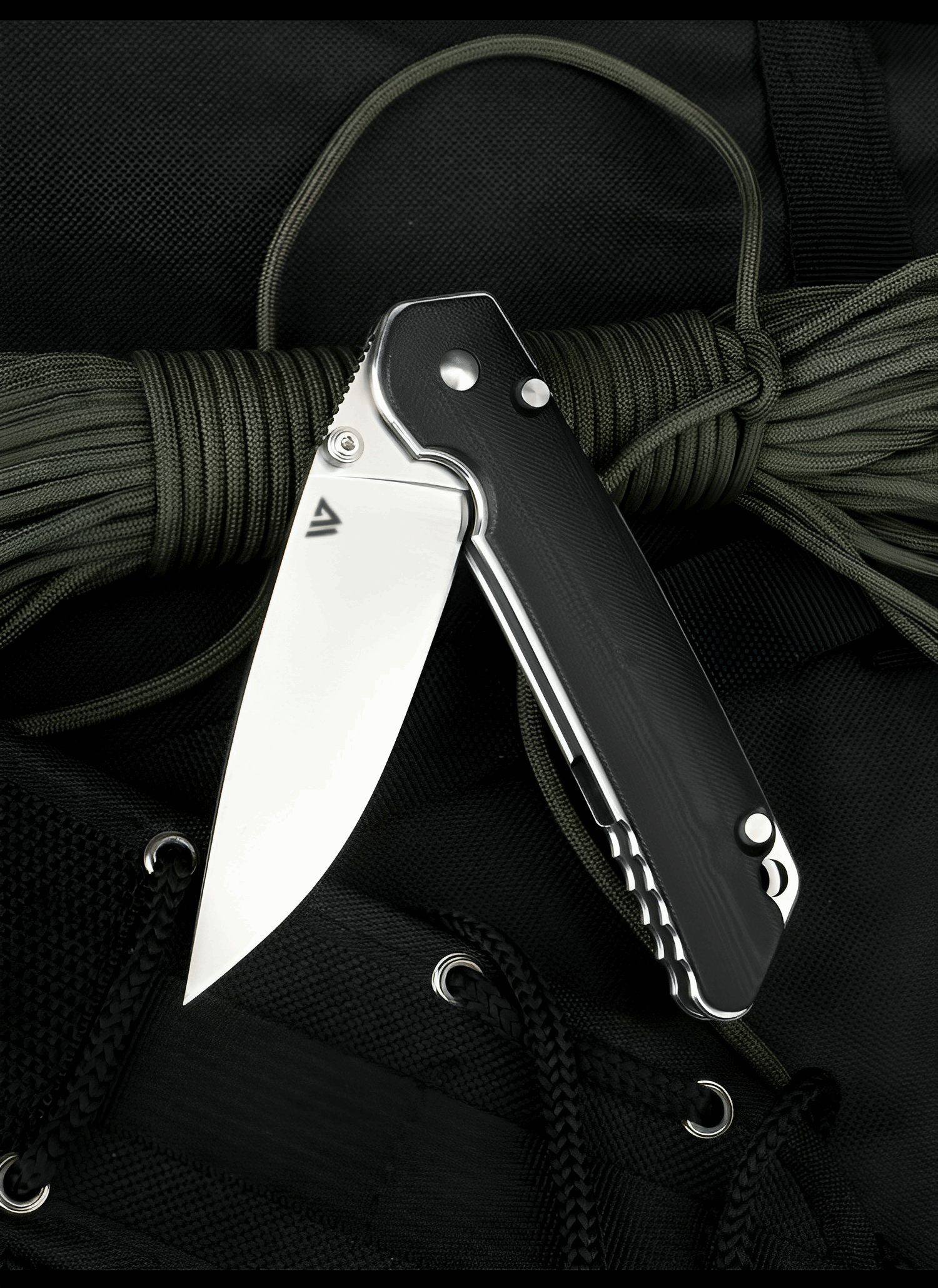 D2 Steel Folding Knife with Liner Lock - EDC with Paracord Lanyard & Premium Sheath