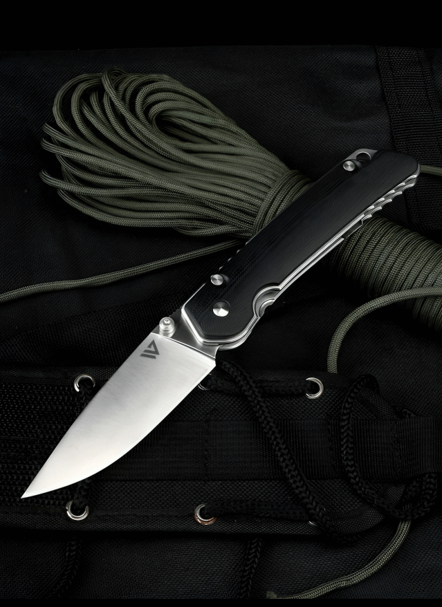 D2 Steel Folding Knife with Liner Lock - EDC with Paracord Lanyard & Premium Sheath