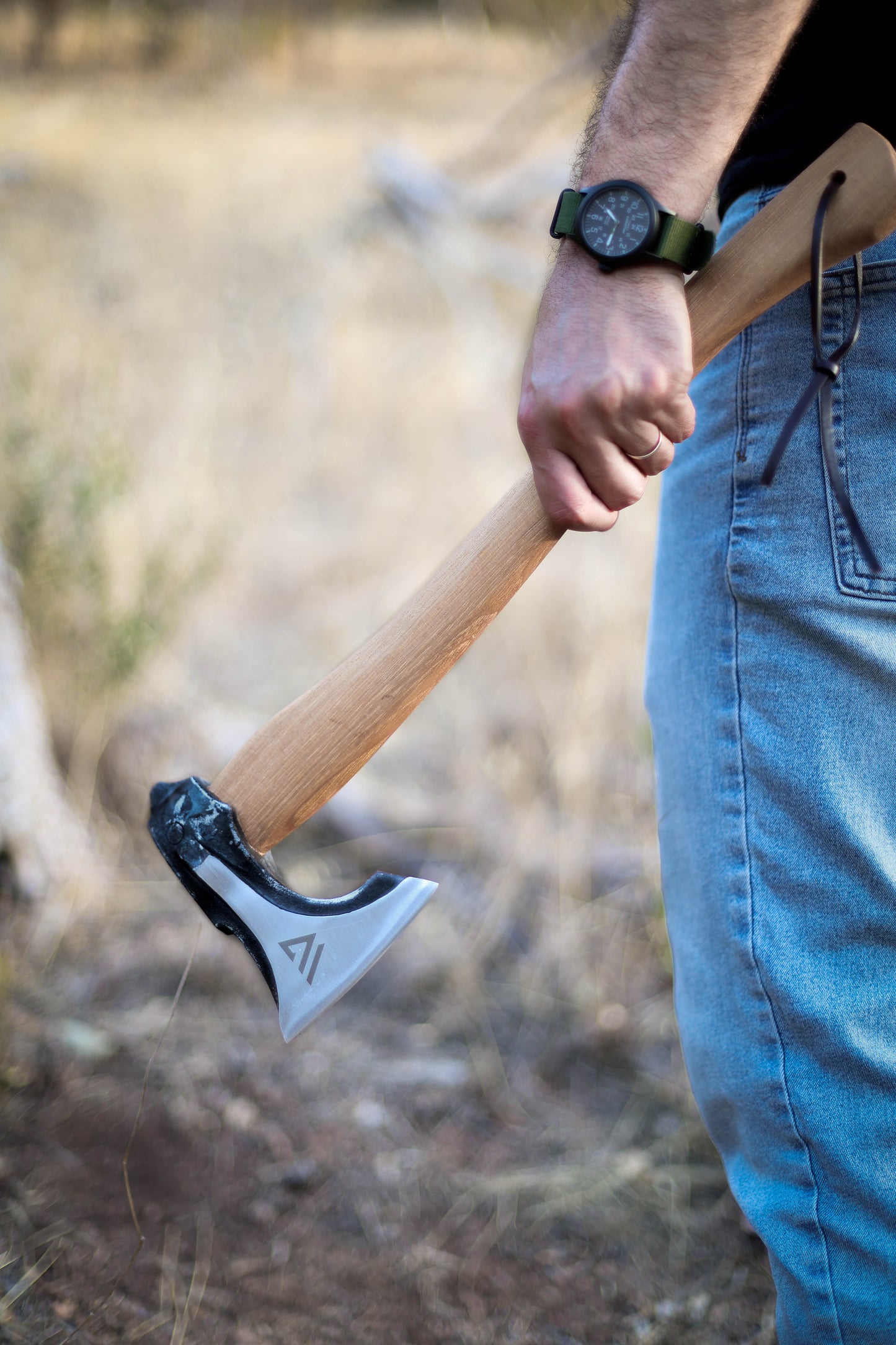 Wilora Walnut Wood Axe | 50CM Carbon Steel Head with Ergonomic Walnut Handle, PU Sheath, and Lanyard